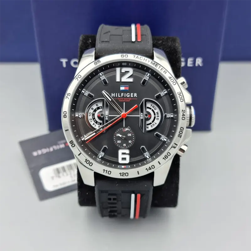 Tommy Hilfiger Decker Black Dial Silicone Men's Watch Watch- 1791473